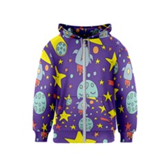 Card-with-lovely-planets Kids  Zipper Hoodie by Salman4z