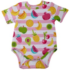 Tropical-fruits-berries-seamless-pattern Baby Short Sleeve Bodysuit by Salman4z