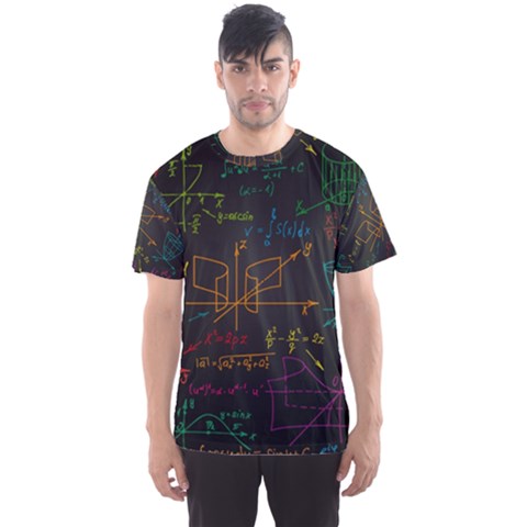 Mathematical-colorful-formulas-drawn-by-hand-black-chalkboard Men s Sport Mesh Tee by Salman4z