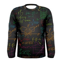 Mathematical-colorful-formulas-drawn-by-hand-black-chalkboard Men s Long Sleeve Tee by Salman4z
