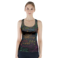 Mathematical-colorful-formulas-drawn-by-hand-black-chalkboard Racer Back Sports Top by Salman4z