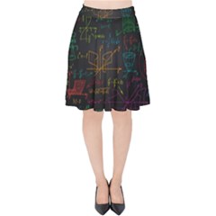 Mathematical-colorful-formulas-drawn-by-hand-black-chalkboard Velvet High Waist Skirt by Salman4z