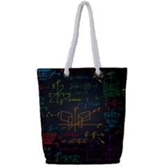 Mathematical-colorful-formulas-drawn-by-hand-black-chalkboard Full Print Rope Handle Tote (small) by Salman4z