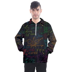 Mathematical-colorful-formulas-drawn-by-hand-black-chalkboard Men s Half Zip Pullover by Salman4z