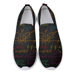 Mathematical-colorful-formulas-drawn-by-hand-black-chalkboard Women s Slip On Sneakers