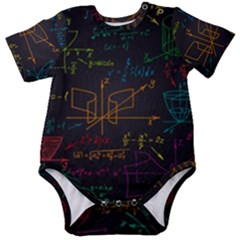 Mathematical-colorful-formulas-drawn-by-hand-black-chalkboard Baby Short Sleeve Bodysuit by Salman4z