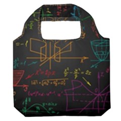 Mathematical-colorful-formulas-drawn-by-hand-black-chalkboard Premium Foldable Grocery Recycle Bag