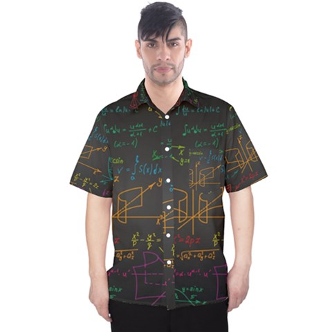 Mathematical-colorful-formulas-drawn-by-hand-black-chalkboard Men s Hawaii Shirt by Salman4z