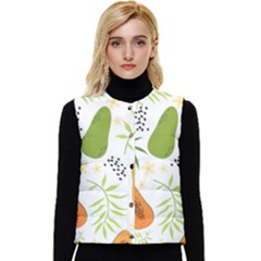 Seamless-tropical-pattern-with-papaya Women s Short Button Up Puffer Vest by Salman4z