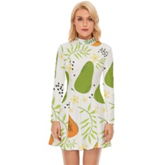 Seamless-tropical-pattern-with-papaya Long Sleeve Velour Longline Dress