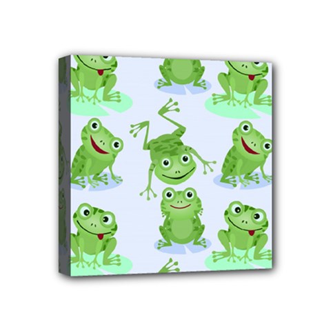 Cute-green-frogs-seamless-pattern Mini Canvas 4  X 4  (stretched) by Salman4z