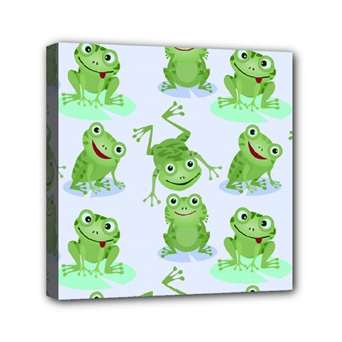 Cute-green-frogs-seamless-pattern Mini Canvas 6  X 6  (stretched) by Salman4z