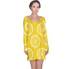 Lemon-fruits-slice-seamless-pattern Long Sleeve Nightdress by Salman4z
