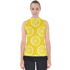 Lemon-fruits-slice-seamless-pattern Mock Neck Shell Top by Salman4z
