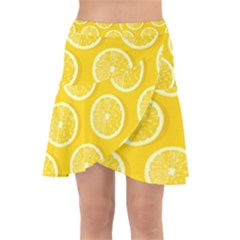 Lemon-fruits-slice-seamless-pattern Wrap Front Skirt by Salman4z