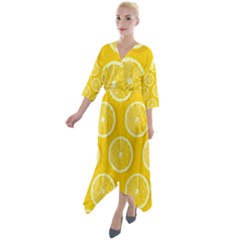 Lemon-fruits-slice-seamless-pattern Quarter Sleeve Wrap Front Maxi Dress by Salman4z