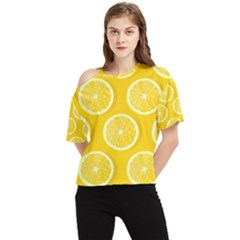 Lemon-fruits-slice-seamless-pattern One Shoulder Cut Out Tee by Salman4z