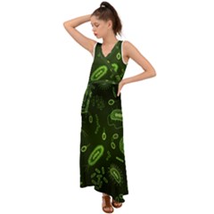 Bacteria-virus-seamless-pattern-inversion V-neck Chiffon Maxi Dress by Salman4z