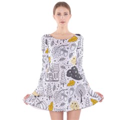 Doodle-seamless-pattern-with-autumn-elements Long Sleeve Velvet Skater Dress by Salman4z