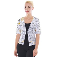 Doodle-seamless-pattern-with-autumn-elements Cropped Button Cardigan