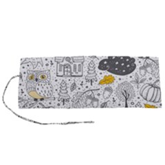 Doodle-seamless-pattern-with-autumn-elements Roll Up Canvas Pencil Holder (s)