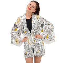 Doodle-seamless-pattern-with-autumn-elements Long Sleeve Kimono by Salman4z