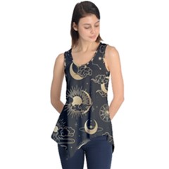 Asian-seamless-pattern-with-clouds-moon-sun-stars-vector-collection-oriental-chinese-japanese-korean Sleeveless Tunic by Salman4z