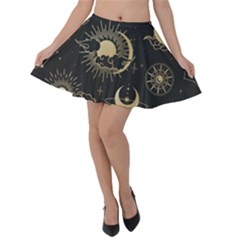 Asian-seamless-pattern-with-clouds-moon-sun-stars-vector-collection-oriental-chinese-japanese-korean Velvet Skater Skirt by Salman4z