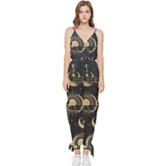 Asian-seamless-pattern-with-clouds-moon-sun-stars-vector-collection-oriental-chinese-japanese-korean Sleeveless Tie Ankle Chiffon Jumpsuit by Salman4z