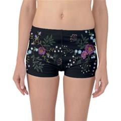 Embroidery-trend-floral-pattern-small-branches-herb-rose Reversible Boyleg Bikini Bottoms by Salman4z