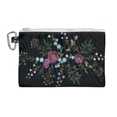 Embroidery-trend-floral-pattern-small-branches-herb-rose Canvas Cosmetic Bag (large) by Salman4z
