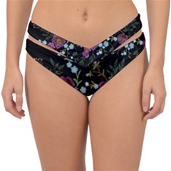 Embroidery-trend-floral-pattern-small-branches-herb-rose Double Strap Halter Bikini Bottoms by Salman4z