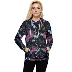 Embroidery-trend-floral-pattern-small-branches-herb-rose Women s Lightweight Drawstring Hoodie by Salman4z