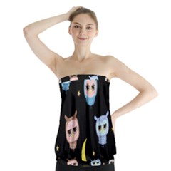 Cute-owl-doodles-with-moon-star-seamless-pattern Strapless Top by Salman4z