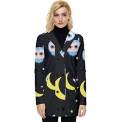 Cute-owl-doodles-with-moon-star-seamless-pattern Button Up Hooded Coat  by Salman4z