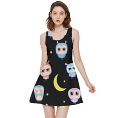 Cute-owl-doodles-with-moon-star-seamless-pattern Inside Out Reversible Sleeveless Dress by Salman4z