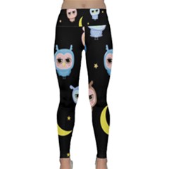 Cute-owl-doodles-with-moon-star-seamless-pattern Lightweight Velour Classic Yoga Leggings by Salman4z