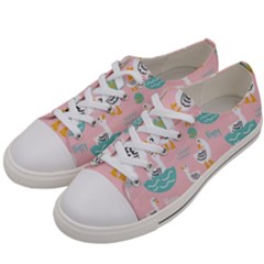 Cute-happy-duck-gift-card-design-seamless-pattern-template Men s Low Top Canvas Sneakers