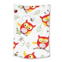 Seamless-pattern-vector-owl-cartoon-with-bugs Small Tapestry by Salman4z