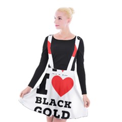 I Love Black Gold Suspender Skater Skirt
