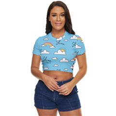 Sky-pattern Side Button Cropped Tee by Salman4z