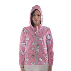 Cute-unicorn-seamless-pattern Women s Hooded Windbreaker by Salman4z