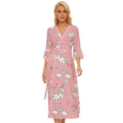 Cute-unicorn-seamless-pattern Midsummer Wrap Dress by Salman4z