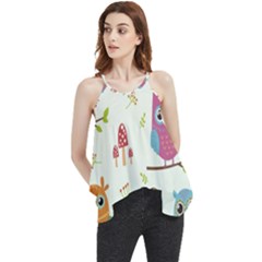 Forest-seamless-pattern-with-cute-owls Flowy Camisole Tank Top by Salman4z