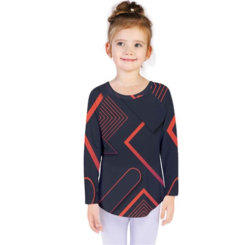 Gradient-geometric-shapes-dark-background-design Kids  Long Sleeve Tee by Salman4z