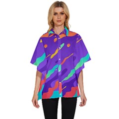 Multicolored-abstract-background Women s Batwing Button Up Shirt