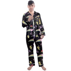 Cute-girl-things-seamless-background Men s Long Sleeve Satin Pajamas Set by Salman4z