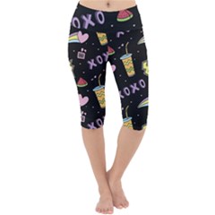 Cute-girl-things-seamless-background Lightweight Velour Cropped Yoga Leggings by Salman4z