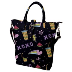 Cute-girl-things-seamless-background Buckle Top Tote Bag by Salman4z