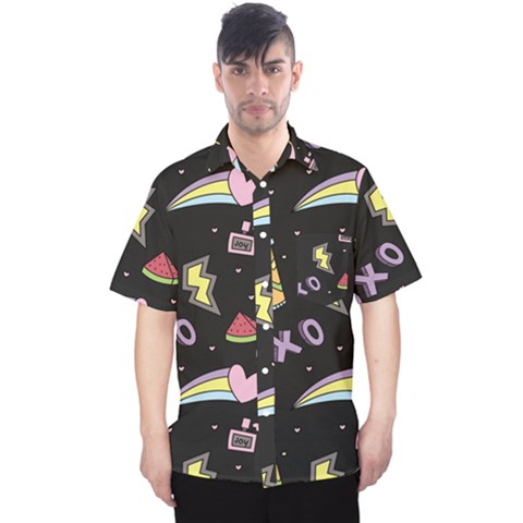 Cute-girl-things-seamless-background Men s Hawaii Shirt by Salman4z